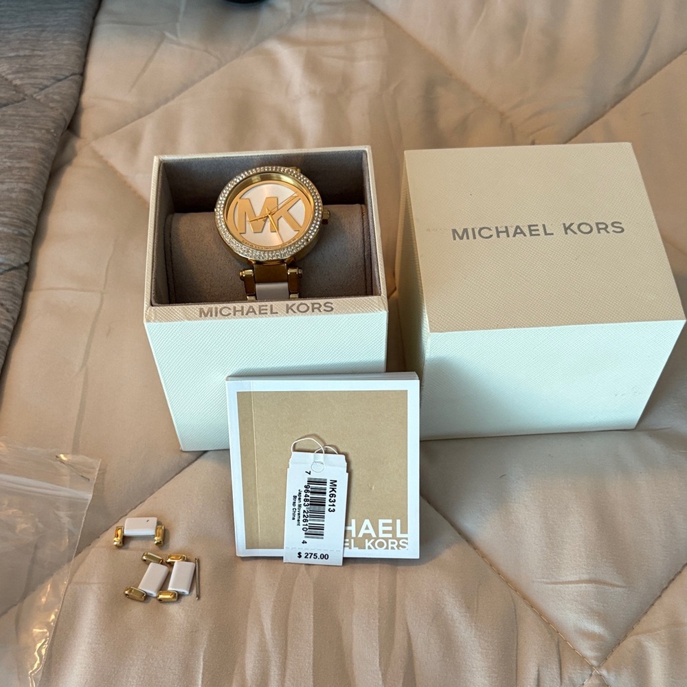 Michael Kors Gold and Cream Logo Watch